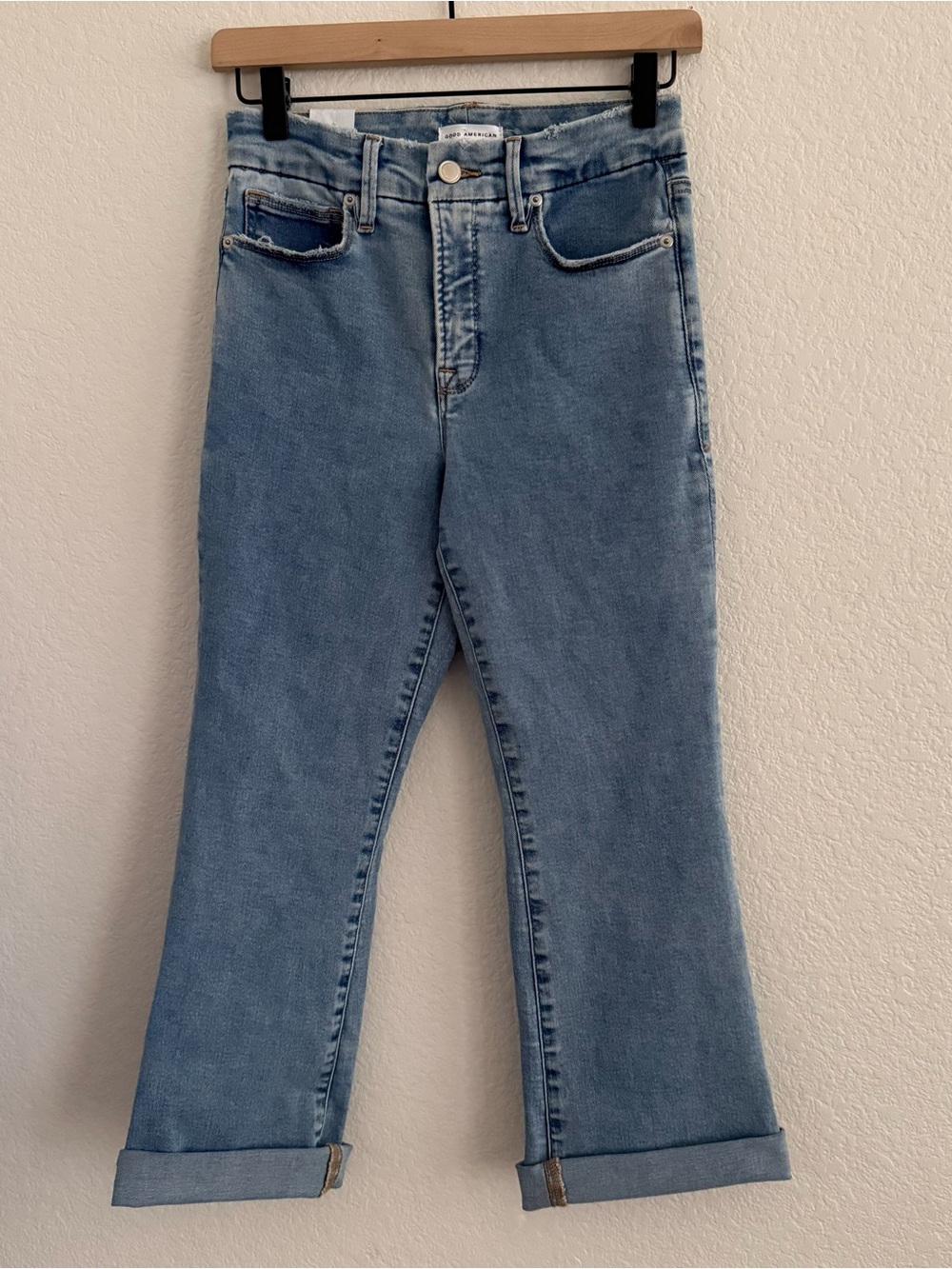 Good American Good leg Cropped mini boot Jeans